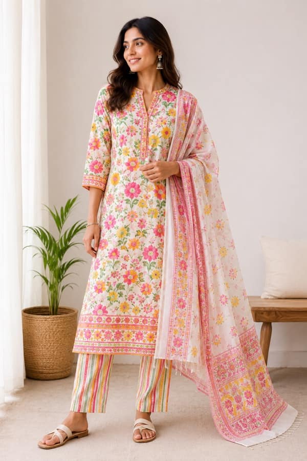 Bright cotton suit