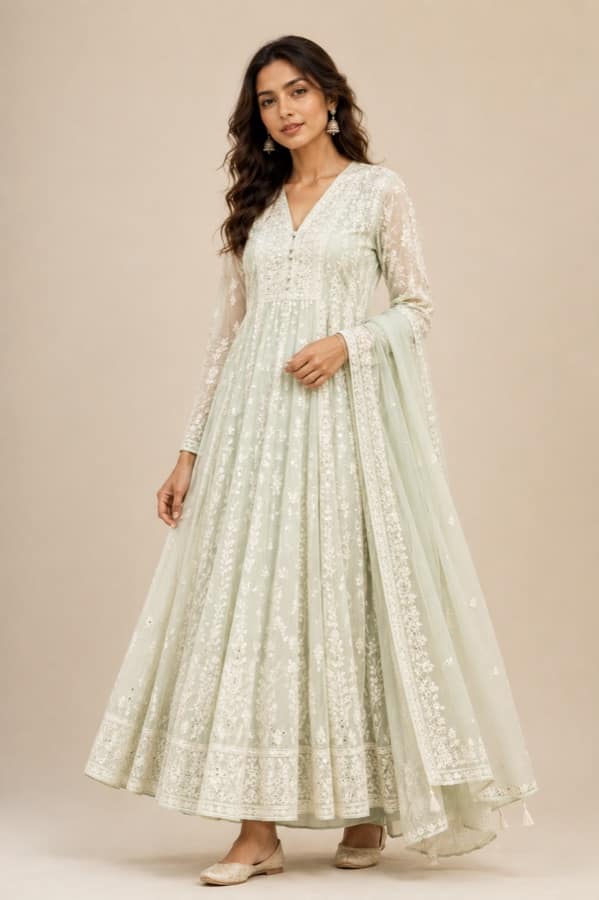 Pastel Chikankari anarkali