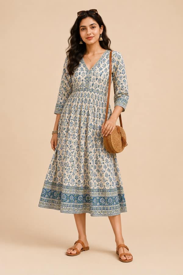 Block-print cotton dress — Ahmedabad