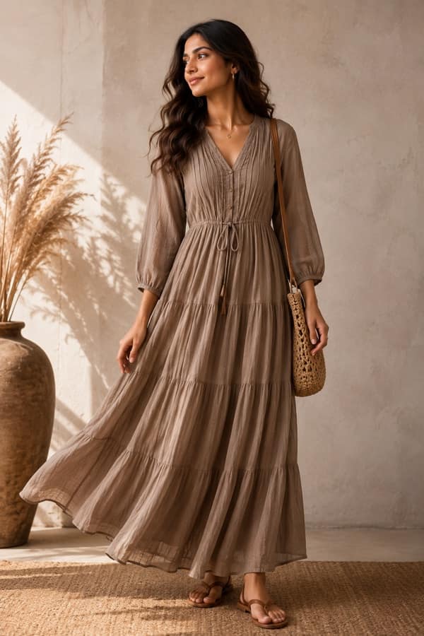 Flowy earth-tone dress