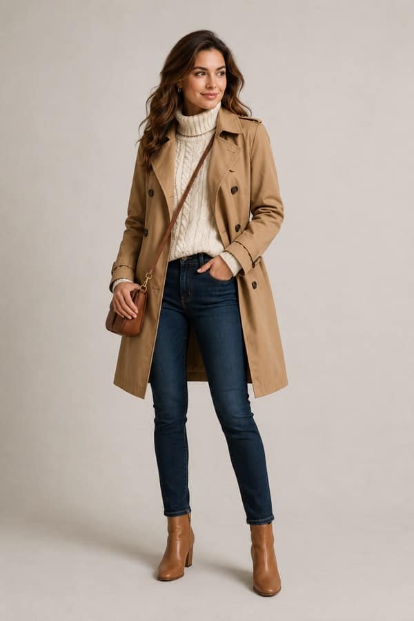 Trench & knit layers