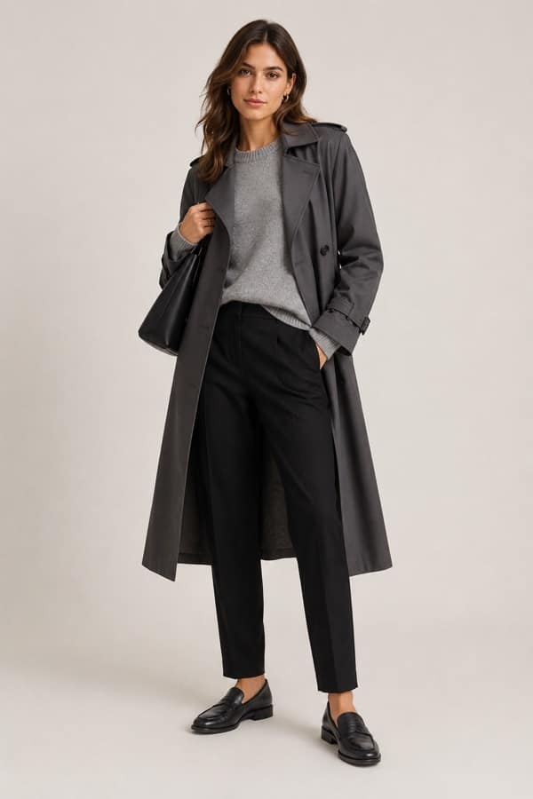 Trench & knit layers