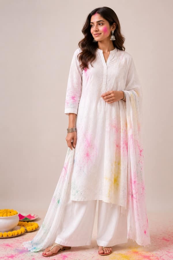 White Holi outfit