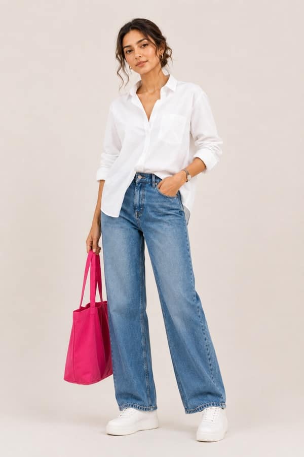White shirt with denim — Jaipur
